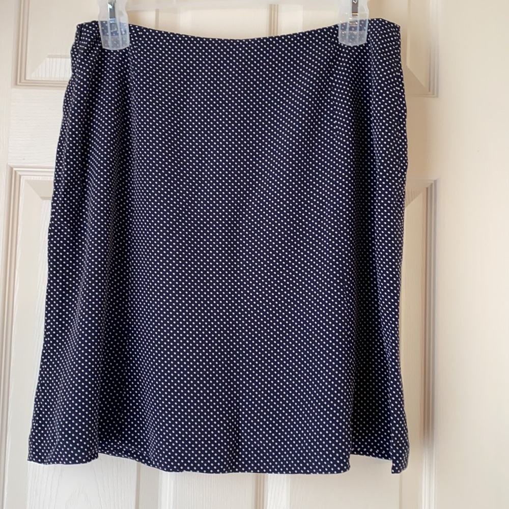 Talbots Navy with white mini dots silk skirt